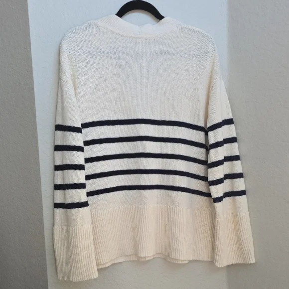 Striped Cream and Black Women's Sweater - Picture 5 of 5